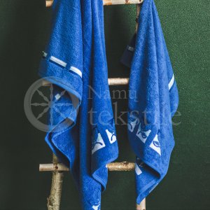 Cotton terry bath towel with leaves "ROYAL BLUE"